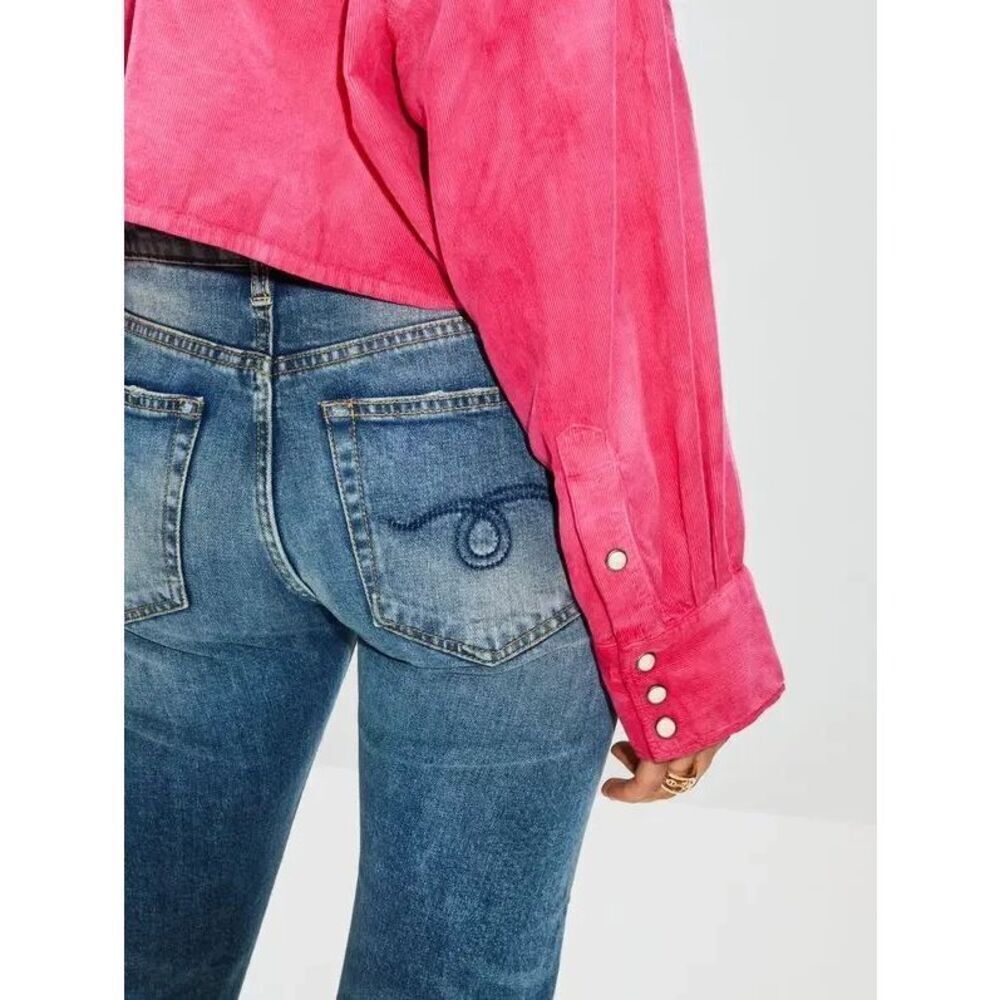 R13 Cropped Corduroy Cowboy Shirt In Fuschia Size M NEW $595 - Picture 4 of 10